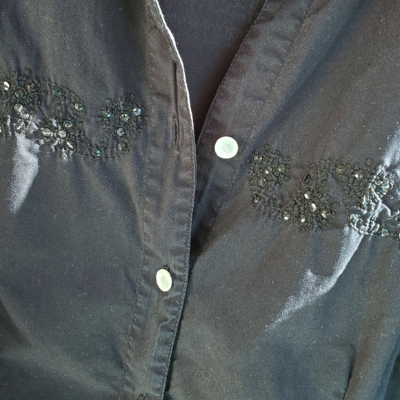 Vintage BILL BLASS Jeanswear Sequin Embroidered Casual Cotton Button-down - Picture 8 of 16